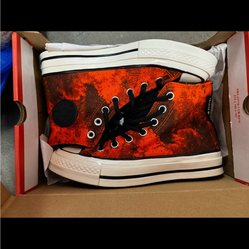Converse High-Tops in Fiery Orange and Black